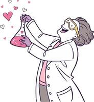 Scientist Creating Love Potion Art for Romantic Projects vector