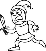 Cartoon Knight in Armor Running with Sword Illustration vector