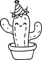 Cute Smiling Cactus with Party Hat for Celebration Designs vector