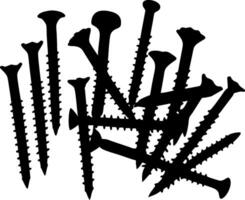 Silhouette of Scattered Screws for Industrial and DIY Projects vector