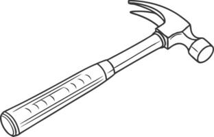 Illustration of Claw Hammer in Black Outline for DIY Tools and Home Improvement vector