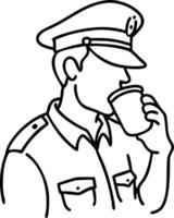 Police Officer Drinking Coffee Line Art for Illustrations and Design Projects vector