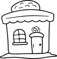 Cute Bakery Building Outline for Coloring Books and Design Projects vector
