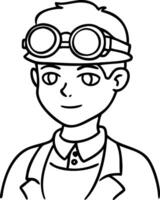 Steampunk Character Line Art with Goggles for Coloring Books and Tattoo Designs vector