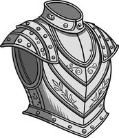 Medieval Knight Armor Illustration for Fantasy Design and Coloring Book vector