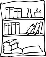 Hand Drawn Bookshelf Illustration for Library and Decor Design vector