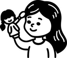 Girl with Puppet Art for Children's Illustration and Coloring Book vector