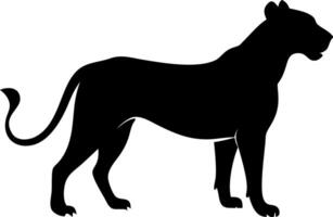 Black Silhouette of Standing Lioness for Tattoo and Design Projects vector