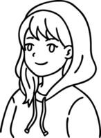 Hoodie Girl Line Art for Design and Coloring Book Projects vector