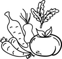 Black and White Illustration of Fresh Vegetables for Coloring and Design vector