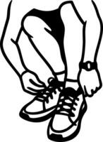 Illustration of Person Tying Running Shoe Laces for Fitness and Exercise Concepts vector