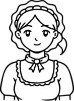 Victorian Maid Illustration Vintage Character for Coloring Books and Crafts Projects vector