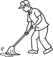 Illustration of Worker Mopping Floor for Cleaning Service Design and Educational Use vector