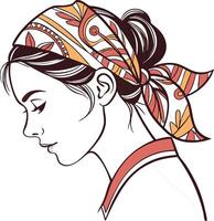 Profile Silhouette of Woman with Colorful Headscarf for Design and Decoration vector