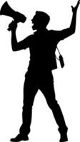 Silhouette Man Shouting Megaphone Communication Art for Campaigns and Protests vector