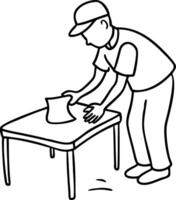 Worker Cleaning Table Illustration for Housekeeping Concepts and Educational Material vector