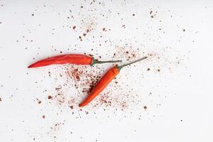 Chili peppers on a white background photo