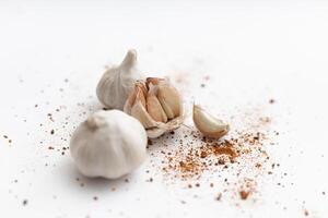 Garlic cloves on a white background nature photo