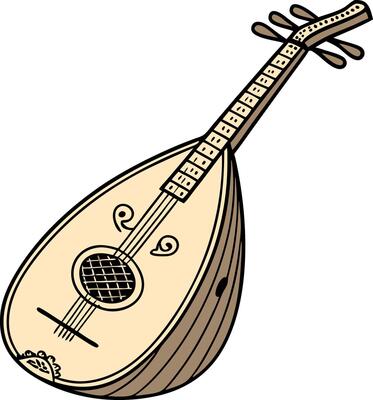 Traditional Stringed Mandolin Illustration for Music Design and Coloring