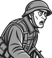 Intense Soldier Expression for Historical Illustrations and Graphics vector