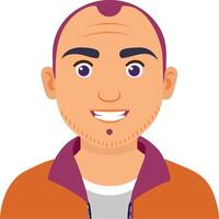 Illustration Smiling Bald Man with Beard and Colorful Jacket for Avatar or Profile vector