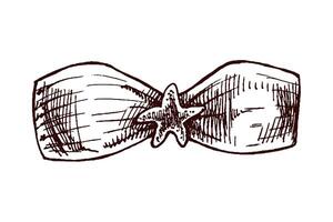 Hand drawn sketch of bandeau bikini top with starfish detail in monochrome vintage style vector