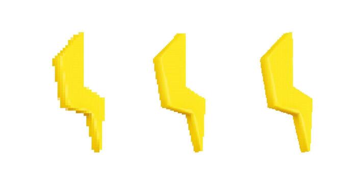 Tres amarillo relámpago tornillo formas lado por lado en un repetido diseño modelo vector