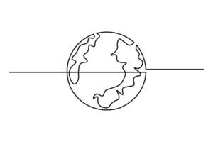 Earth continuous one line art drawing of isolated outline illustration vector