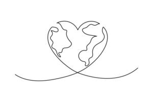 Simple illustration of earth continuous single line art vector