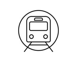 Simple yet stylish line art icon of a train enclosed in a circle. Perfect for app design, website graphics, or transportationrelated projects. Clean, modern aesthetic ensures versatility. vector