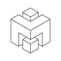 Abstract isometric illustration of interconnected cubes. Clean lines create a modern, minimalist design. Perfect for concepts of connection, integration, teamwork, or technology. vector