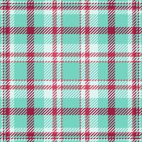 Premium textile pattern, apparel plaid seamless check. Simple background tartan fabric texture in teal and red colors. vector