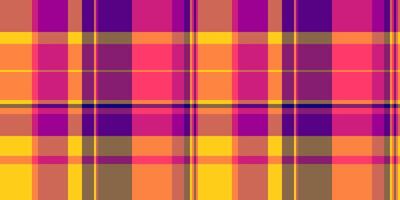 Editable textile check pattern, desert tartan fabric. Repetition texture background plaid seamless in orange and red colors. vector