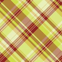 Apartment texture textile fabric, fashion tartan seamless. Expensive plaid check background pattern in lime and red colors. vector