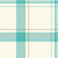 Top texture background check, abstract seamless pattern tartan. Tailor textile fabric plaid in sea shell and teal colors. vector