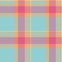 Repeatable patterns seamless fabric check, regular pattern textile . Paint texture plaid background tartan in cyan and orange colors. vector