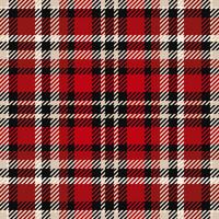 Single fabric seamless, front pattern check background. Deep tartan texture textile plaid in red and black colors. vector