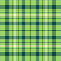 Editable pattern seamless fabric, glamour tartan texture. Fit textile check plaid background in green and cyan colors. vector