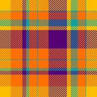 Trendy pattern textile, pano plaid background fabric. Volume check texture seamless tartan in bright and golden poppy colors. vector