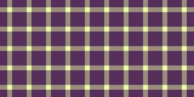 Elegant purple and pale yellow plaid pattern. Perfect for textile design, website backgrounds, or crafting projects. Subtle yet stylish, this seamless texture evokes feelings of warmth and comfort. vector