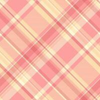 Elegant diagonal plaid pattern in soft pastel pink and cream tones. Perfect for textiles, websites, or branding projects needing a subtle yet stylish background. vector