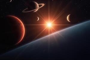 Stunning Cosmic View Featuring Multiple Planets Against the Backdrop of Space photo