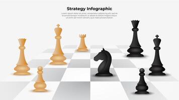 Illustration with chess pieces on a white background, representing strategy, tactics, leadership, and decision making in both board games and real world applications vector