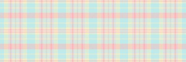Soft pastel plaid pattern in gentle peach, light blue, and cream tones. Ideal for backgrounds, textiles, or stationery designs. Evokes feelings of serenity and springtime. vector