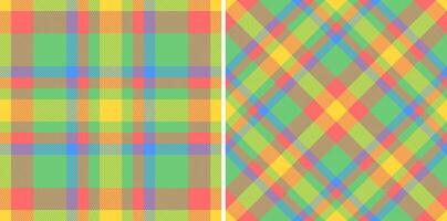 Tartan textile of fabric check seamless with a plaid texture background pattern. Set in rainbow colors. Chic home decor ideas. vector