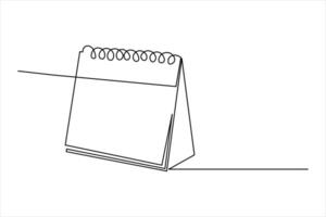 Table calendar one line drawing and isolated vector