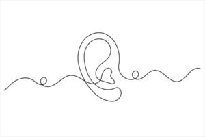 Ear one line drawing continuous outline vector