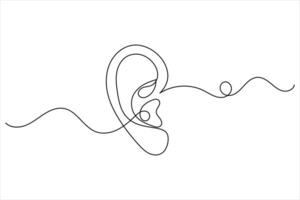 Ear one line drawing and isolated continuous outline illustration icon 19 vector