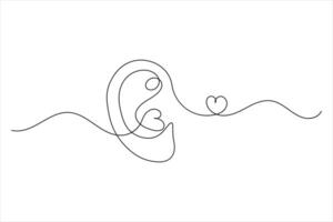Ear one line drawing outline design vector