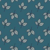 Serene teal background adorned with a repeating pattern of stylized leaves. This minimalist design evokes natures tranquility, perfect for branding, textiles, or website backgrounds. vector